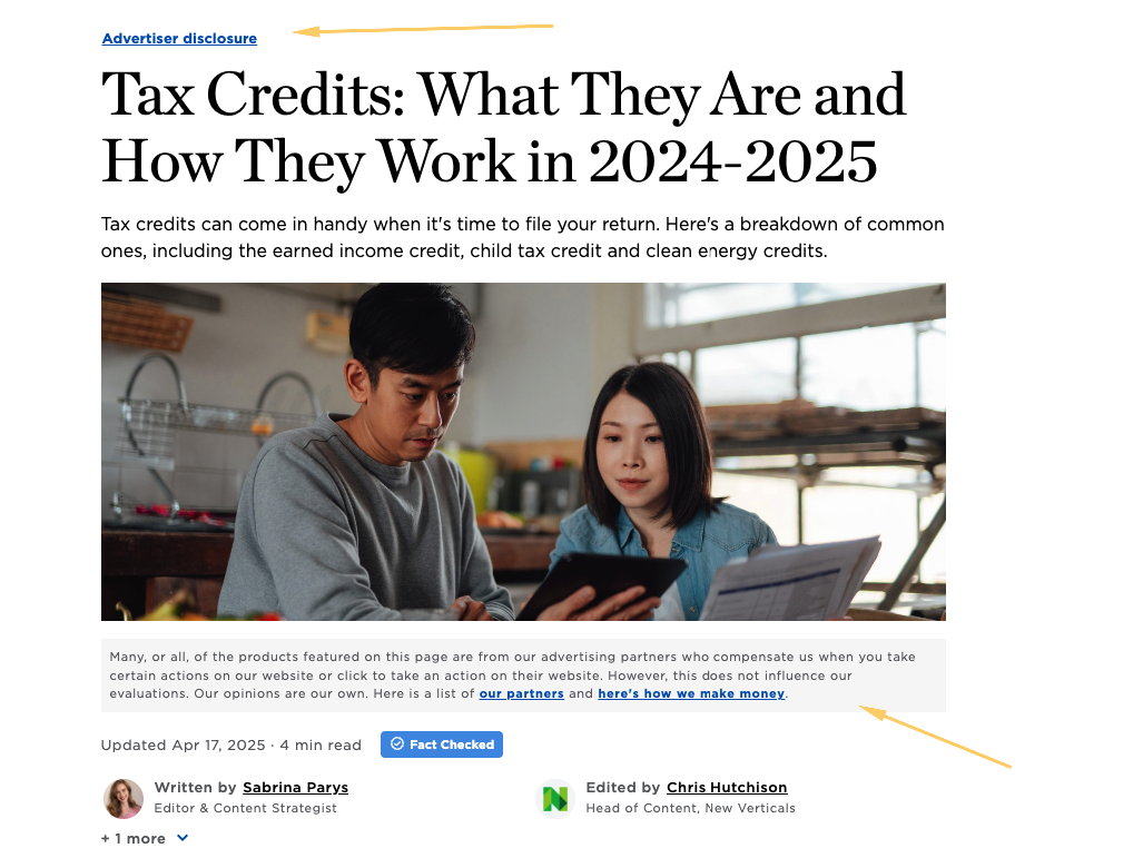 advertiser disclosure