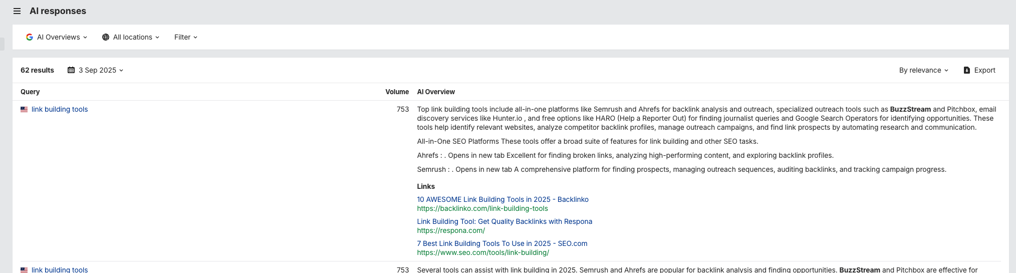 ai responses where buzzstream gets a mention
