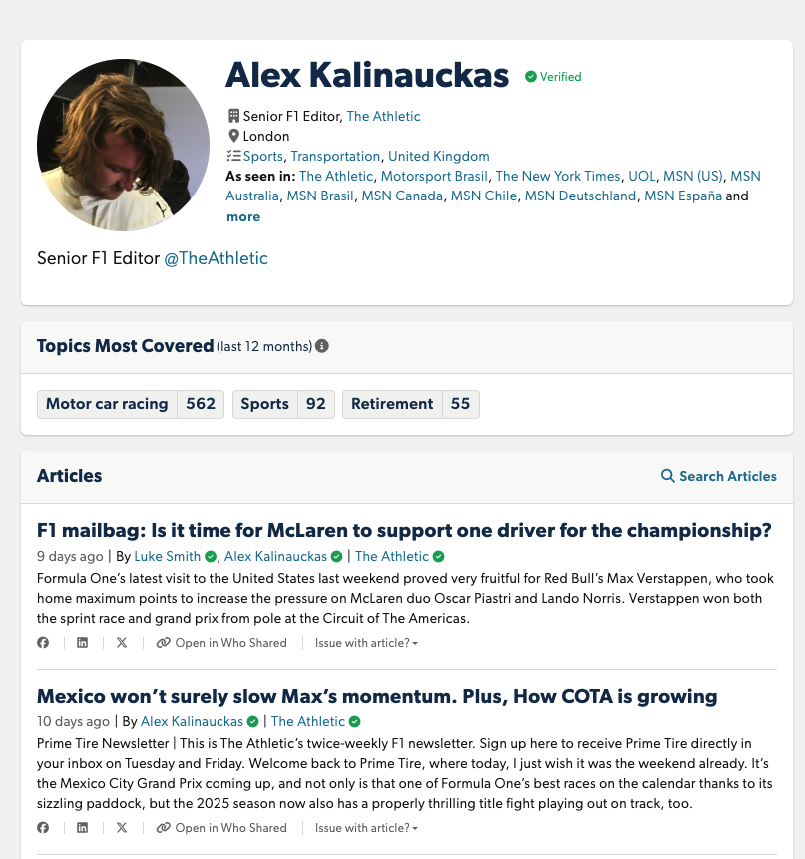 alex k profile page