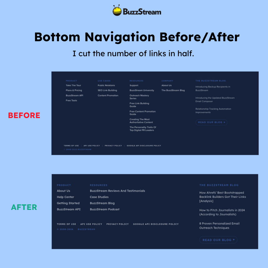 bottom navigation before/after