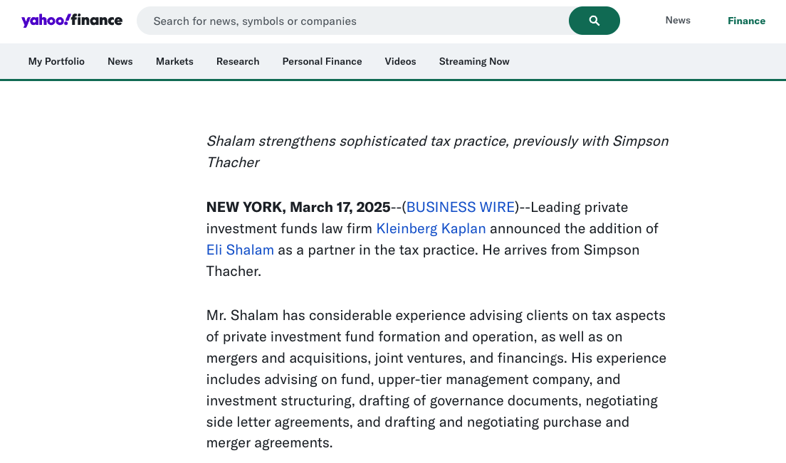 yahoo finance business wire