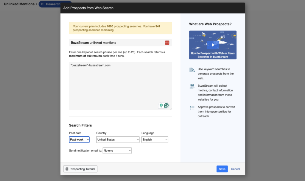 buzzstream with google