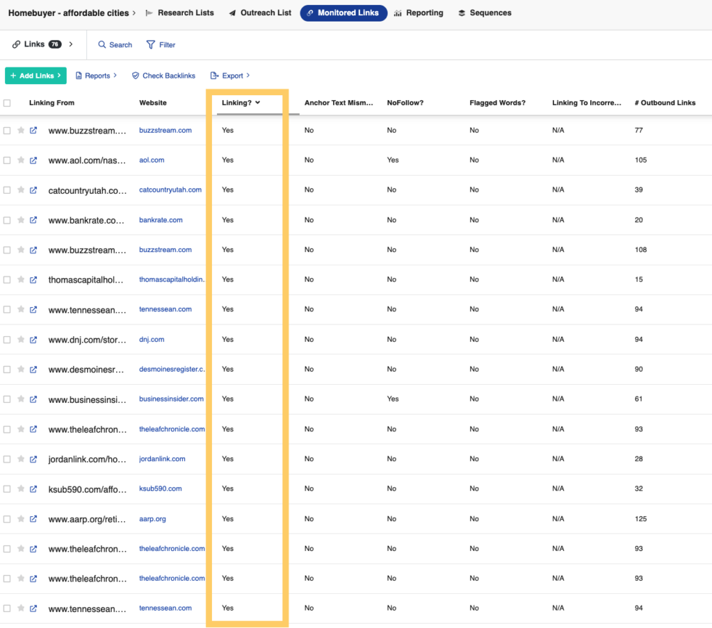 Instant link mentions