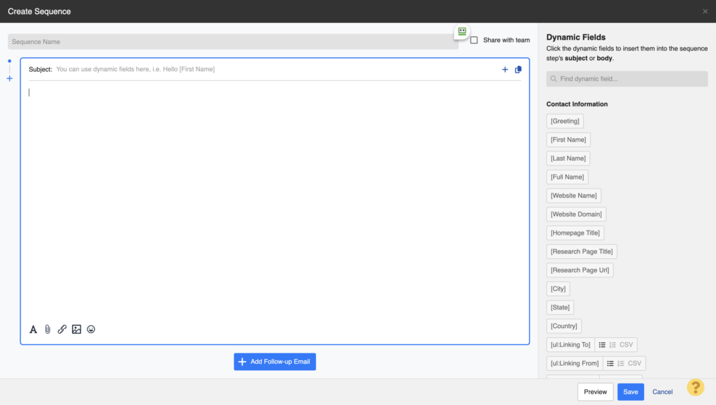 buzzstream sequences