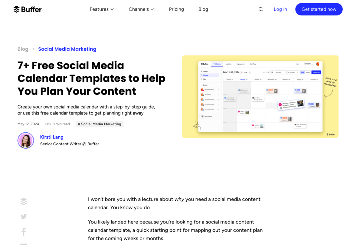 buffer social media calendar