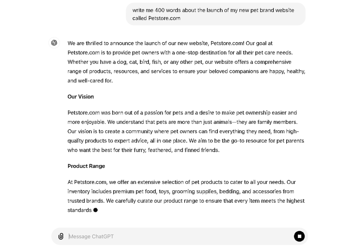 write me 400 words about the launch of my new pet site - on chat gpt