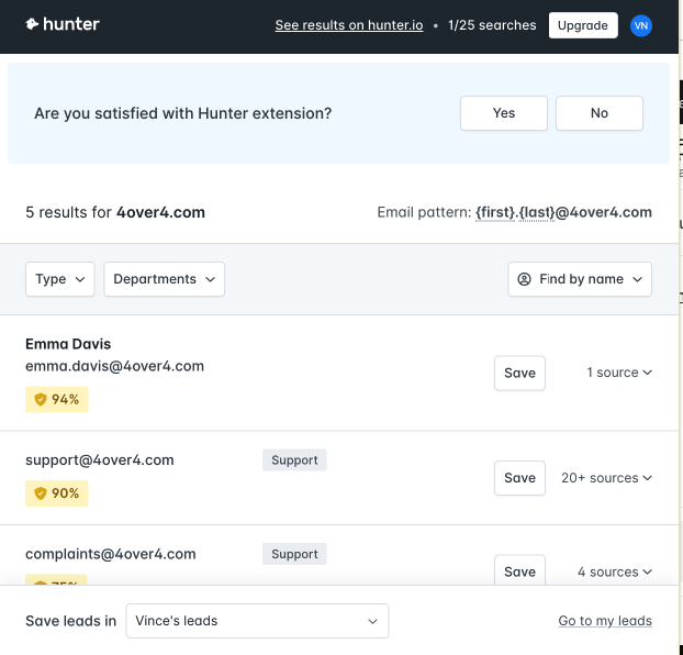 hunter.io also finds contact info