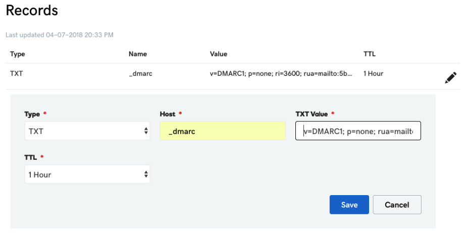 DMARC records example