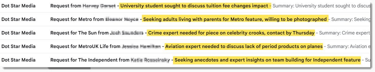 an example of dot star emails