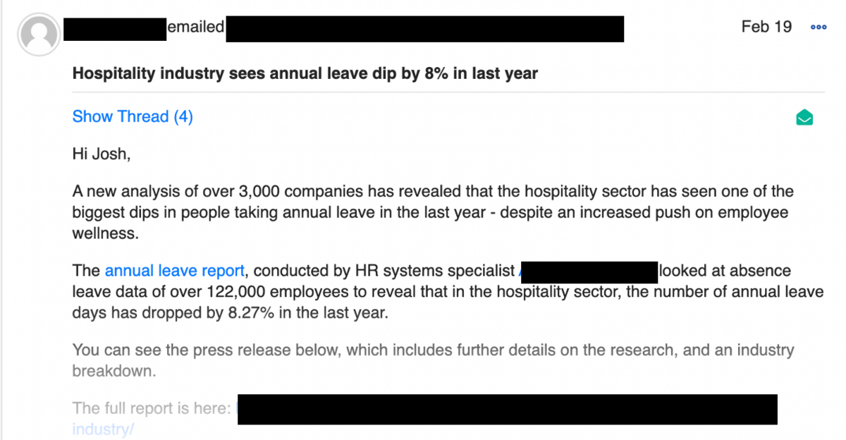 hospitality industry sees annual leave dip