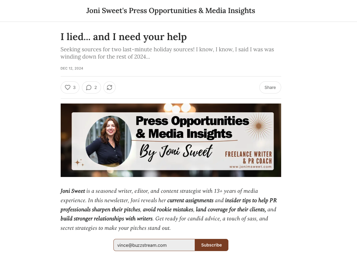 joni sweet's substack