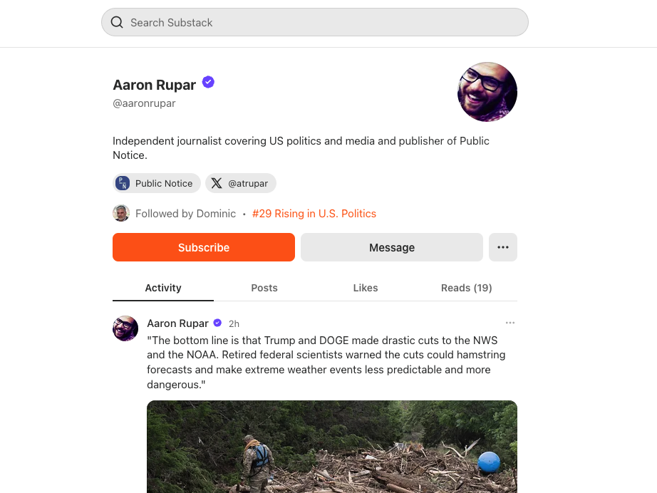 aaron rupar journalist on substack
