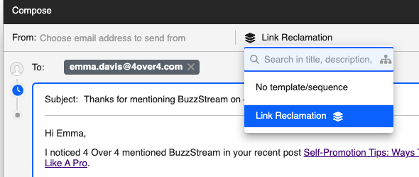 choosing a template that I've created