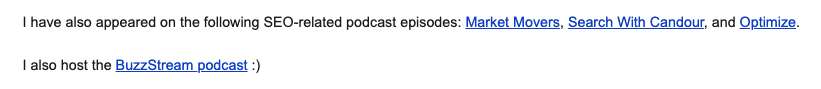 podcast pitches mentions