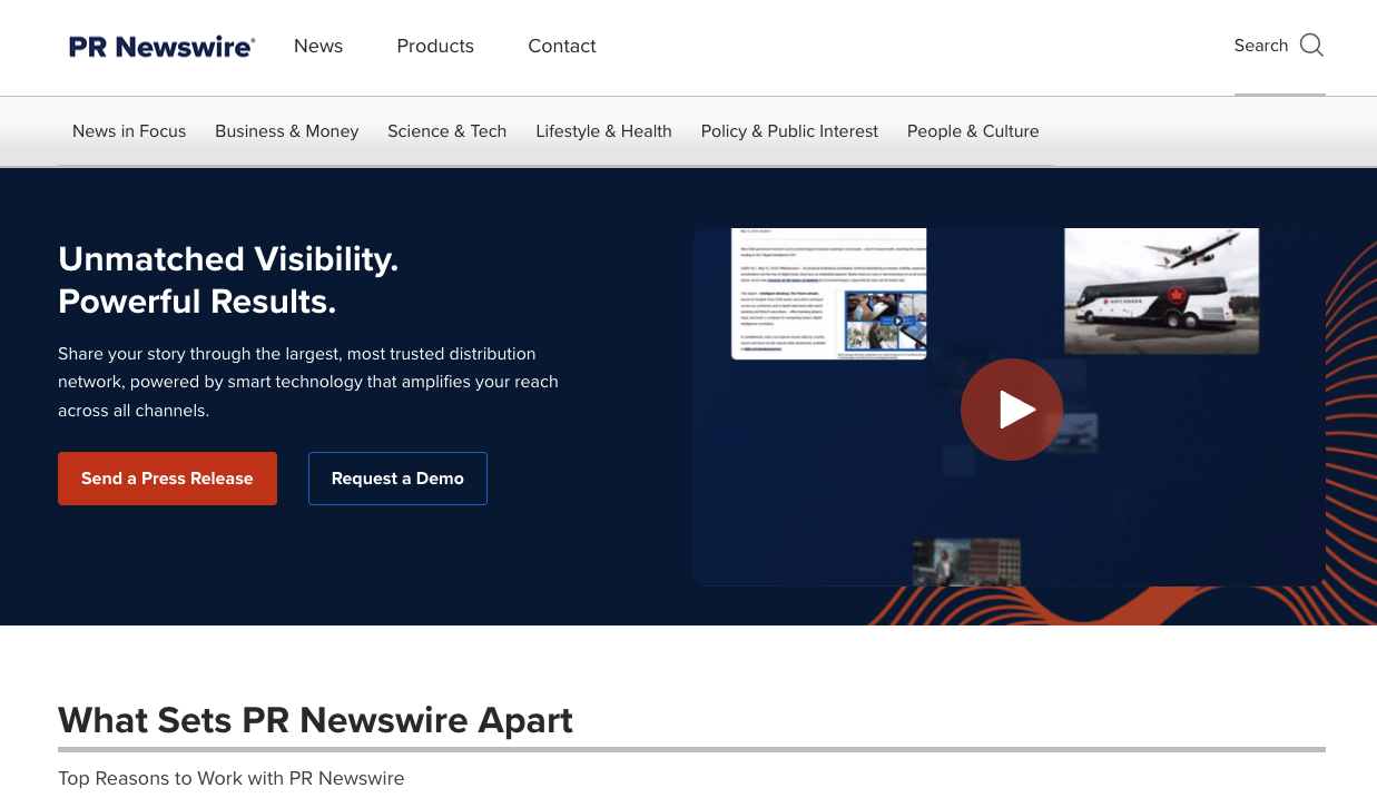 PR Newswire homepage
