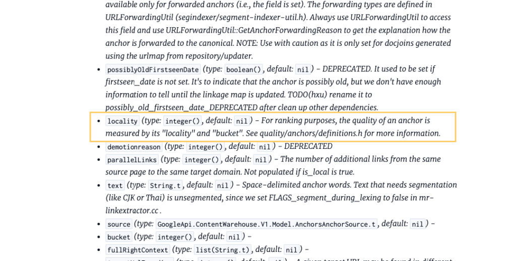 locality quality of a link