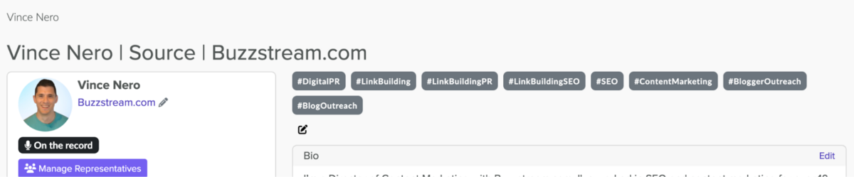 my tag setup on qwoted