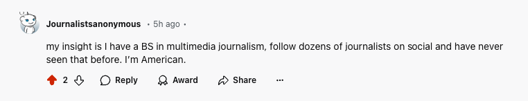 never heard it on reddit