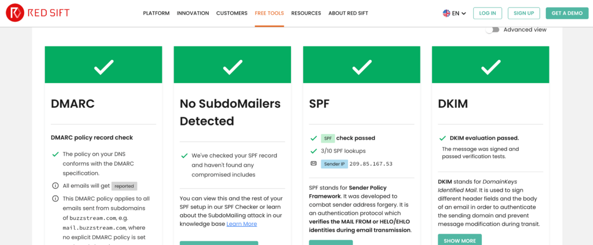 redsift's tool for checking dmarc and things