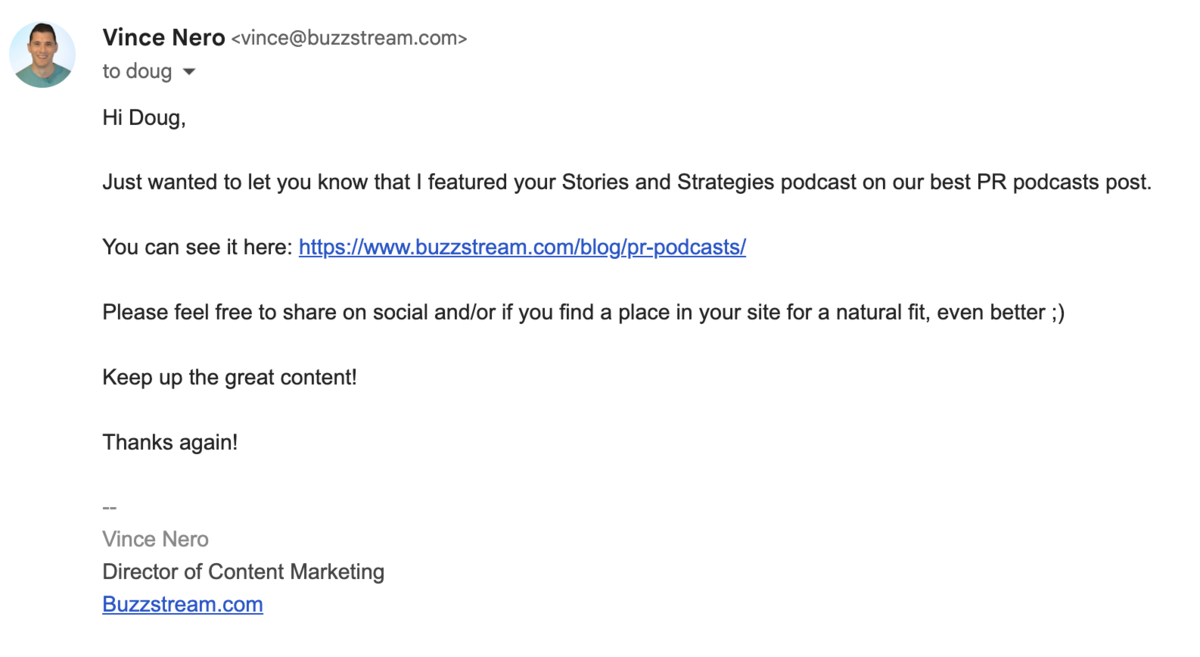 podcasts post email outreach