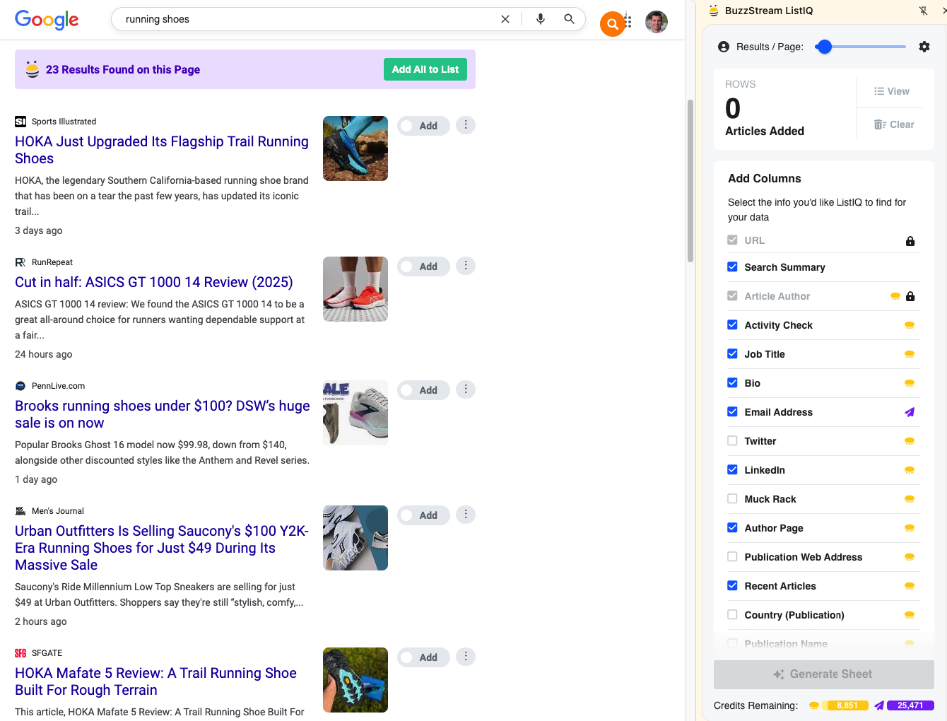 enabling listiq on a serp