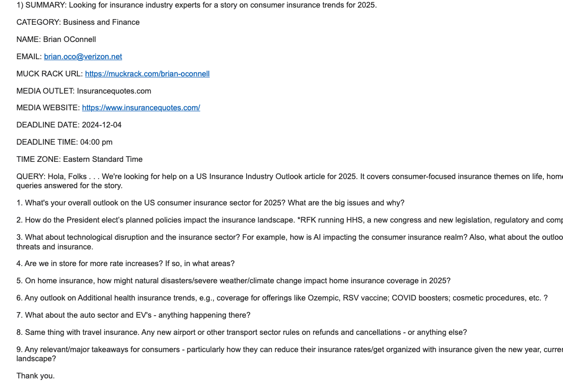 journalist request example from souirce of sources