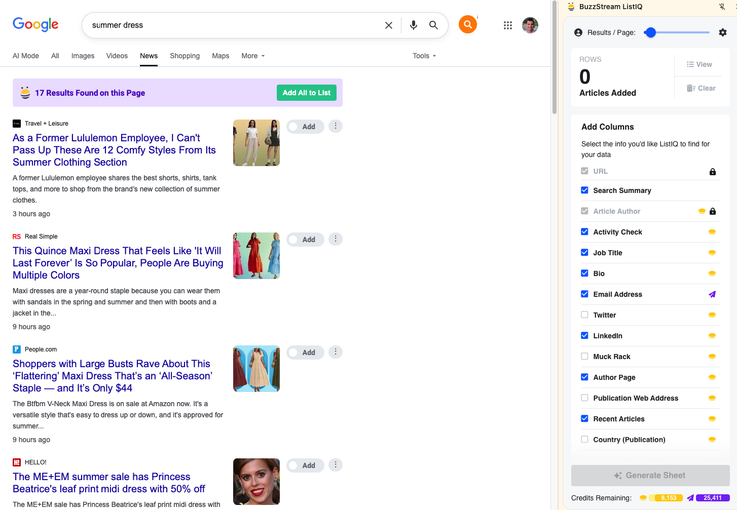 enable list iq on summer dresses search