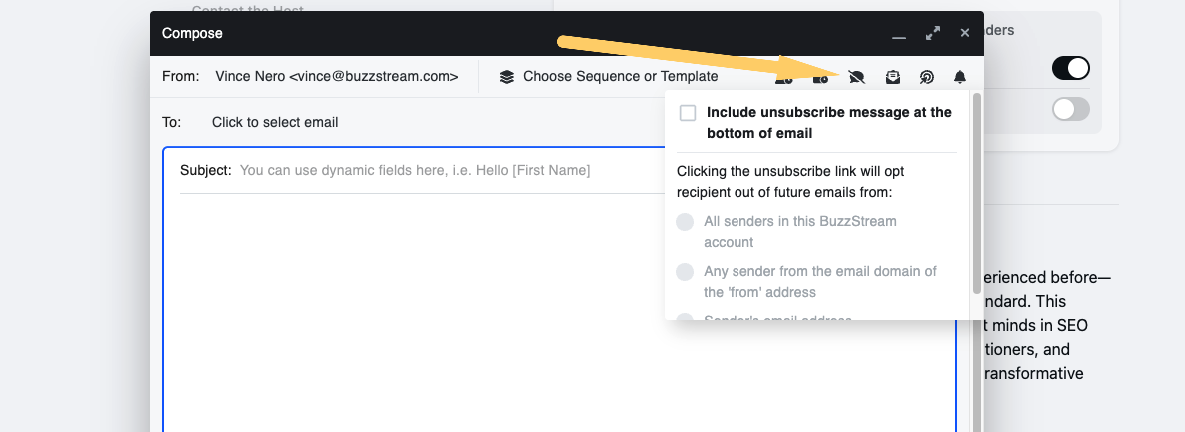 include unsubscribe message button