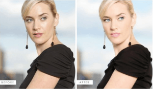 Kate Winslet avant et après Photoshop (Cliquez pour agrandir)